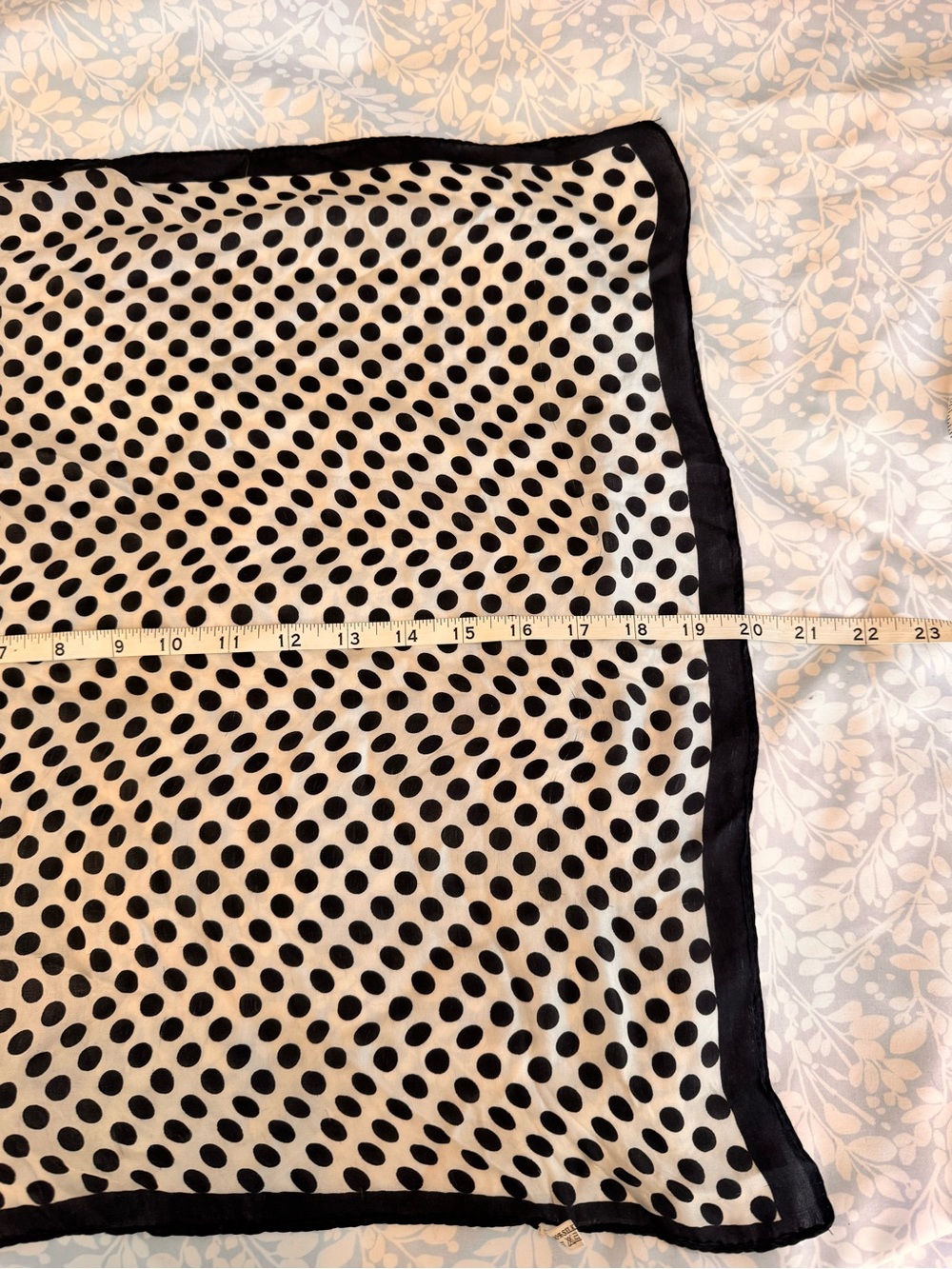 Polka Dot 100% Silk Scarf - Black and White - Picture 6 of 9